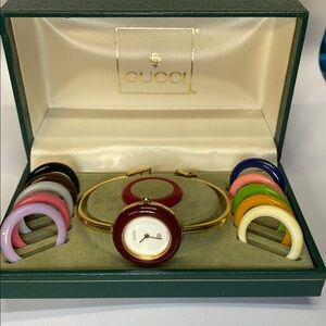 Gucci Women's Gold Watch with Colorful Bezels